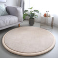 Loartee Thick Kids Round Rug - Coral Velvet Area Rugs, Memory Foam Circular Carpet for Nursery Playroom Home Decor Dormitory, Diameter 71 inch, Brown