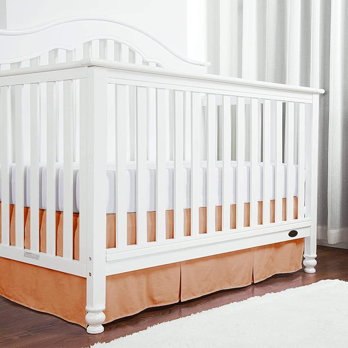 Box Pleated Crib Bed Skirt Premium 100% Cotton 800 Thread Count Nursery Crib Toddler Bedding Crib Bedskirt for Baby Boys or Baby Girls, (28" x 52") + 14" Drop Lenght - Blush Solid