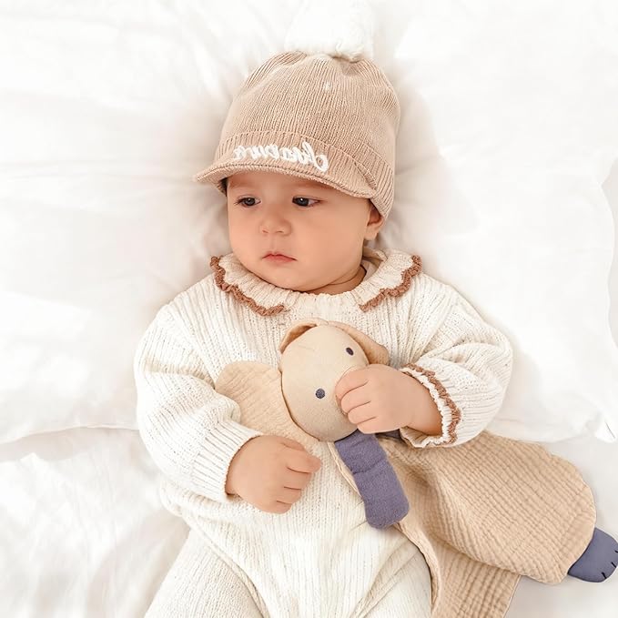 lulumoon Baby Security Blanket Elephant: Snuggle Muslin Lovey for Travel & Daycare - Self-Soothe Lovie for Newborn Gift