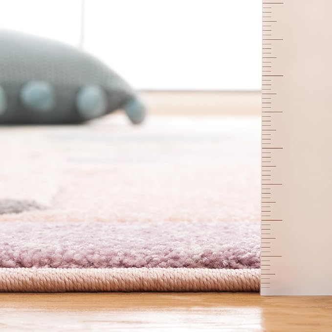 SAFAVIEH Carousel Kids Collection Area Rug - 5'3" Round, Blush Pink, Animal Design, Easy Care & Non-Shedding, Ideal for High Traffic Areas for Boys & Girls in Playroom, Nursery (CRK120U-5R)