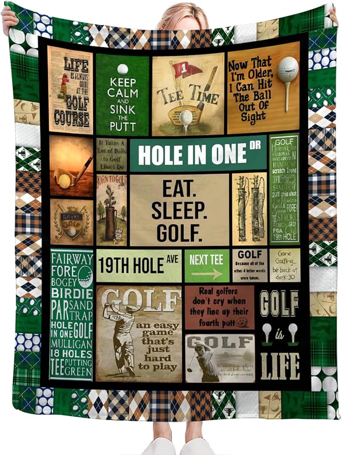 Tijuboni Golf Throw Blanket Golf Gifts for Men Women Girls Boys Kids Adults Soft Flannel Fleece Blanket for Couch Sofa Bed Home Decor 60"x80"