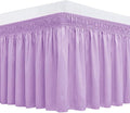 Biscaynebay Wrap Around Bed Skirts with Adjustable Belts for Queen Beds 15" Drop, Violet Elastic Dust Ruffles Silky Luxrious Fabric Machine Washable