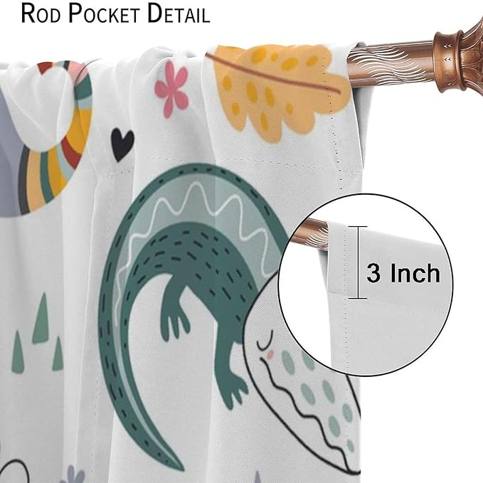 YCness Cartoon Forest Animals Curtains, Woodland Woodland Wild Giraffe Zebra Lion Hippopotamus Window Treatments for Kids Bedroom Living Room Home Nursery Drapes, 72x63 Inch