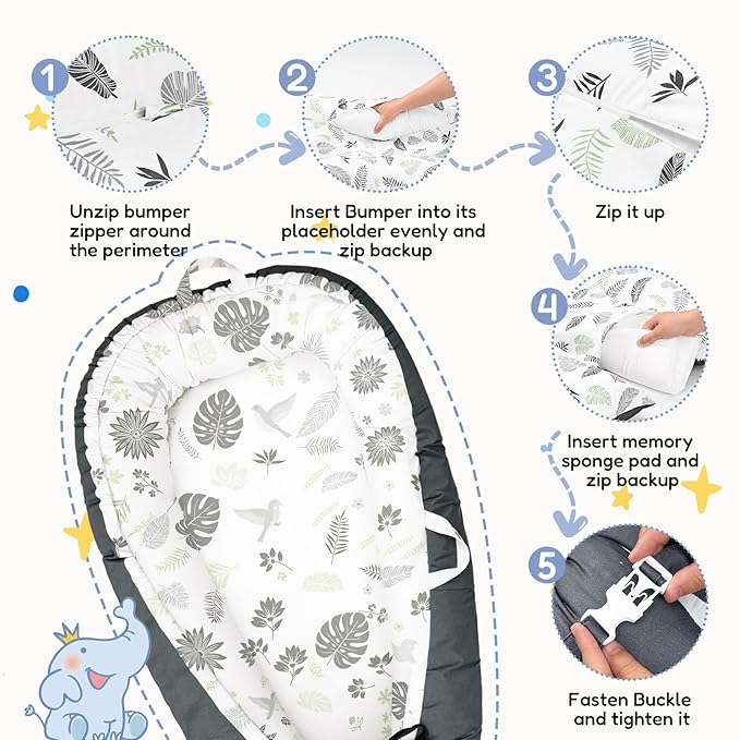 Baby Lounger for Newborn, Baby Lounger Covers & Soft Baby Nest Cover Babies Essentials Gifts,Dock A Tot Portable Infant Lounger
