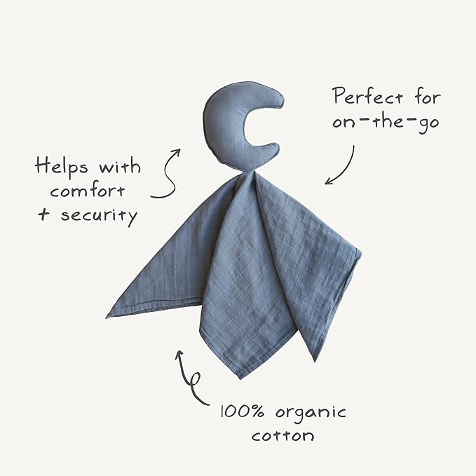mushie Moon Security Blanket | Baby Lovey | 100% Organic Muslin Cotton (Blush)