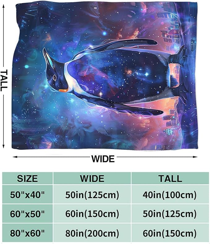 Tijuboni Penguin Throw Blanket Penguin Gifts for Girls Boys Women Men Kids Adults Soft Flannel Fleece Blanket for Couch Sofa Bed Home Decor 40"x50"