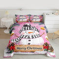 Feelyou Merry Christmas Bedding Set Soft for Boys Girls, Cute Snowman Comforter Set Toddler Size Snowflake Duvet Quilt Microfiber Winter Bedroom Decor 2 Pcs with 1 Pillow Cases