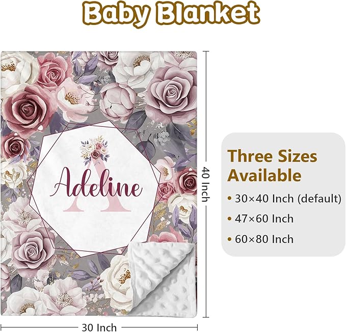 Custom Name Crib Bedding Set, 3 Pcs Personalized Baby Crib Bedding Set, Soft Rose Nursery Crib Sets for Boys Girls, Double Layer Toddler Bedding Set Customized Gifts for Newborn Kids