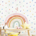 Large Rainbow Wall Decals, Peel and Stick Watercolor Pink Rainbow Wall Stickers, Multicolor Colorful Hearts Wall Decor for Girls Bedroom Nursery Classroom Playroom Living Room