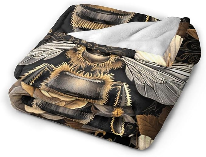 Tijuboni Bee Throw Blanket Bee Gifts for Women Men Girls Boys Kids Adults Soft Flannel Fleece Blanket for Couch Sofa Bed Home Decor 50"x60"