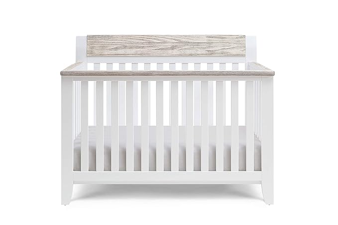 Suite Bebe Hayes 4 in 1 Convertible Baby Crib, White and Wire Brushed Wood