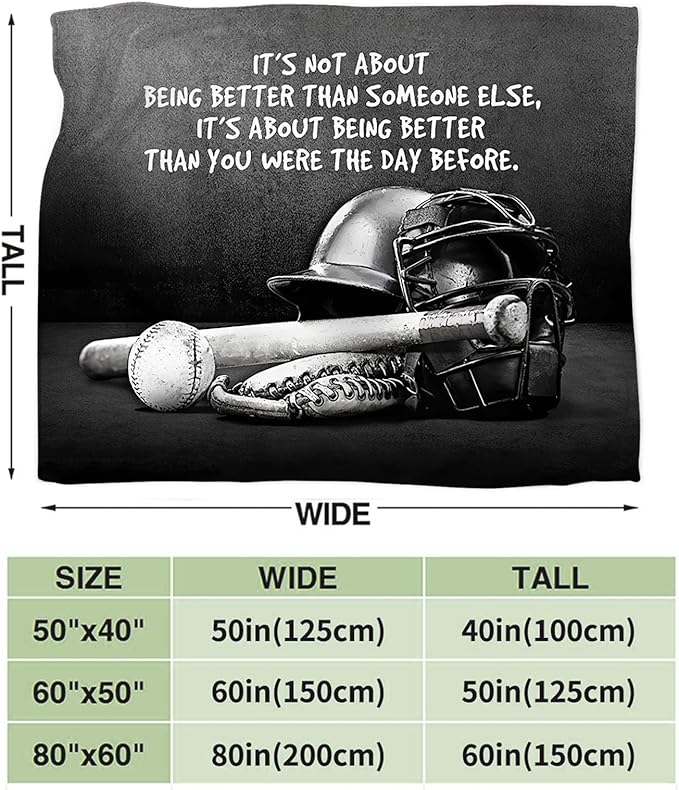 Tijuboni Baseball Sports Throw Blanket Baseball Gifts for Boys Girls Men Women Kids Adults Soft Flannel Fleece Blanket for Couch Sofa Bed Home Decor 40"x50"