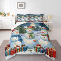 jejeloiu Kids Snowman Comforter Set Toddler Countryside Christmas Theme Bedding Set for Boys Girls Teens Xmas Tree Snowflake Winter Happy New Year Duvet Quilt Room Decor