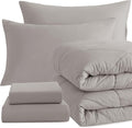 NTBAY Twin Comforter Set with Sheets, 5 Pieces Soft and Breathable Twin Bedding Set, Bed in a Bag, Down Alternative Comforter Set Solid Color All Season, Kids Bedding Set, Smoke Grey