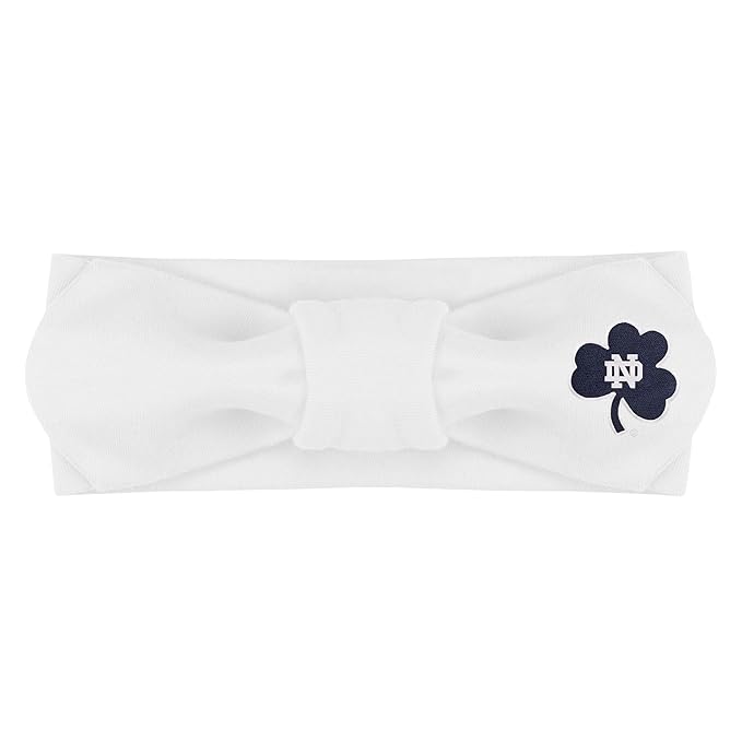 Creative Knitwear Notre Dame Fighting Irish Infant Girls White Solid Hair Knot Headband Embroidered Logo - Size Newborn - 4T