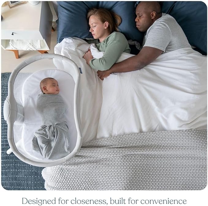 HALO BassiNest Swivel Sleeper 3.0 – Over-Bed Baby Bassinet with 360 Rotation, Adjustable Height, Breathable Mesh, Safe Close Sleeping, Lowering Wall for Easy Access, Feeding & C-Section Recovery