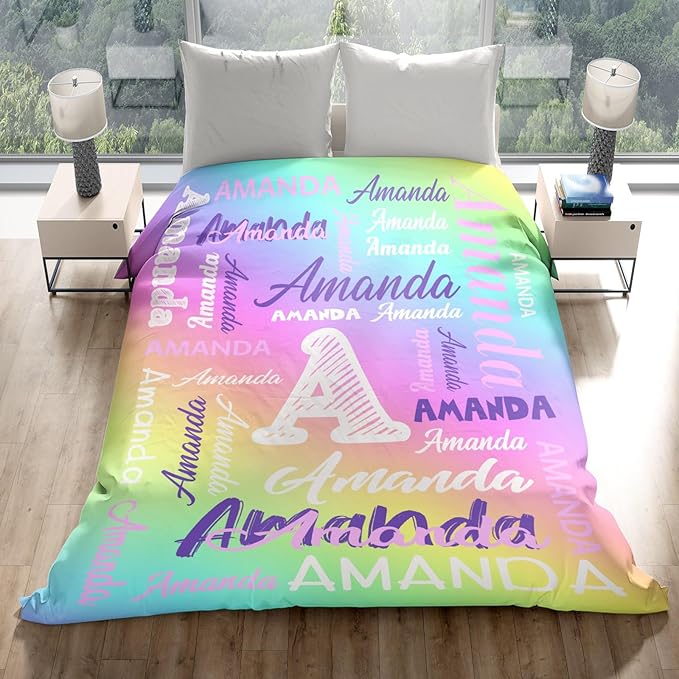 Personalized Name Blankets and Throws, Custom Blanket with Name, Personalized Blanket Gifts for Women Men Custom Soft Fleece Blanket with Names