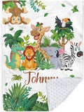Personalized Baby Blanket with Name, Customized Blanket for Newborn Boys Girls, Woodland Animals Flannel Baby Name Blanket with Dotted Backing, Receiving Swaddle, Gifts for New Parents(30”x40)