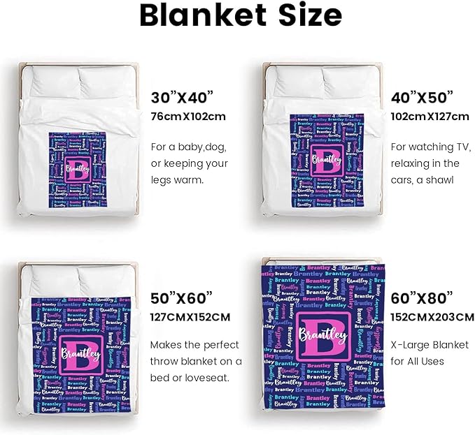 Dr.TOUGH Name Blanket Personalized Blanket for Adult Kids Flannel Customized Personalized Blankets and Throws