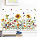 12x36 Inch Set - Floral Wall Decals for Decor, Watercolour Weeds Wildflower Wall Stickers Decals, Colorful Flower Floral Wallpaper Mural for Nursery Kitchen Home (Floral Design #8)