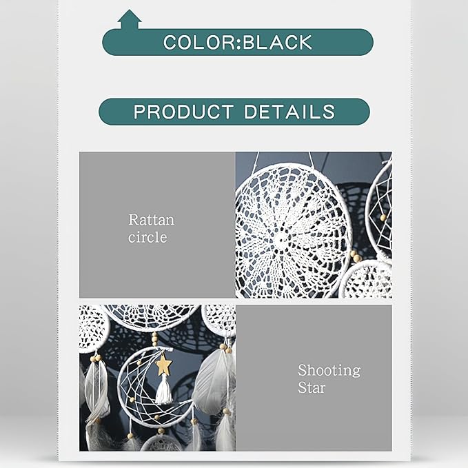 Dream Catcher Wall Decor,Large Boho Dream Catcher with Luxurious Feathers & Beads, Handmade Wall Hanging for Bedroom, Nursery, Living Room, Gift Ready for Girls & Adults (Floral)