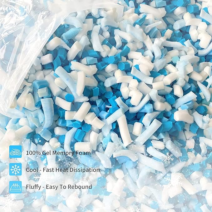 20LBS Shredded Memory Foam Filling Bean Bag Filler, Added Gel Particles Comfortable and Soft,Very Suitable for Filling Bean Bags, Pillows,Dog beds, Sofa Mats