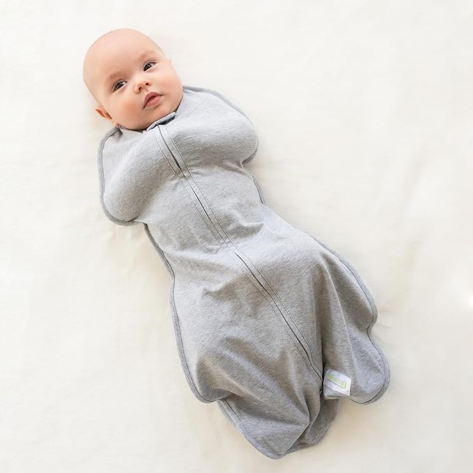 Woombie Original Baby Swaddling Blanket - Soothing, Cotton Baby Swaddle with Zipper - Wearable Newborn Blanket, Stardust Grey Elephant, 14-19 lbs