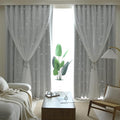 Kinryb Kids Star Cutout Curtains for Bedroom/Living Room/Classroom,2 Free Tiebacks Sheer Overlay 2 Panel Set, Double Layer Curtains for Kids Room(Each Piece W70 x L95 Inches 2 Pcs Greyish White)