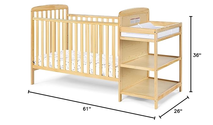 Suite Bebe Ramsey 3 in 1 Convertible Baby Crib and Changer in a Natural Finish