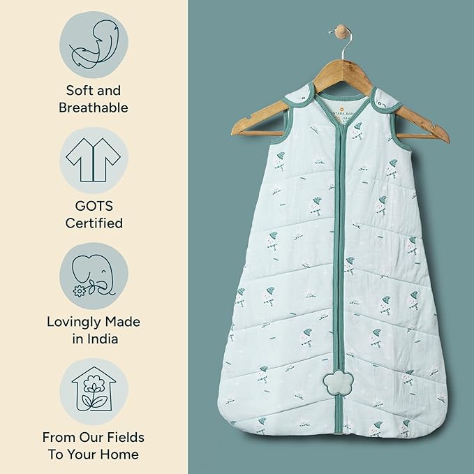 1.5 TOG Sleep Sack - Premium Organic Cotton, Soft, Breathable, Wearable Blanket for Newborns, Infants & Toddlers (18-24 Months), Unisex Baby Sleeping Bag, Gifts for Babies