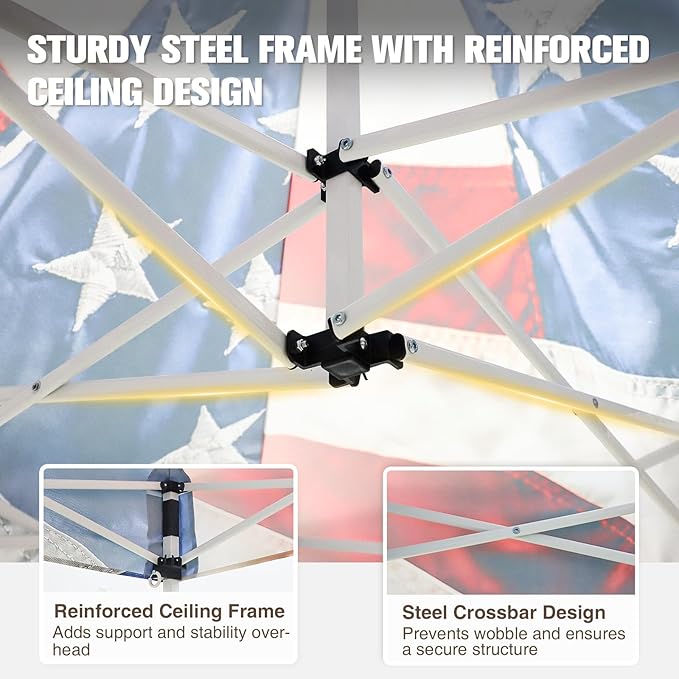 EAGLE PEAK 5x5 Pop Up Canopy Tent Instant Outdoor Canopy Easy Set-up Straight Leg Folding Shelter, Stars and Stripes