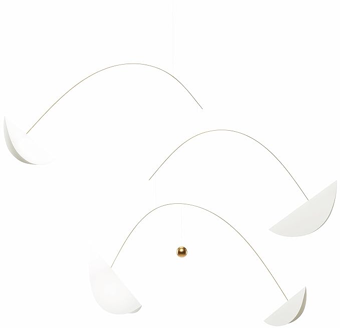 Life and Thread White/Gold Hanging Mobile - 50 Inches - High Quality Plastic - Handmade in Denmark by Flensted