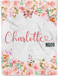 Personalized Baby Blankets for Girls, Customized Name Blanket for Kids, Custom Toddler Blanket Gifts for Birthday, Christmas, Newborn Soft Flannel Floral Blankets Boy Girl Birthday Gifts
