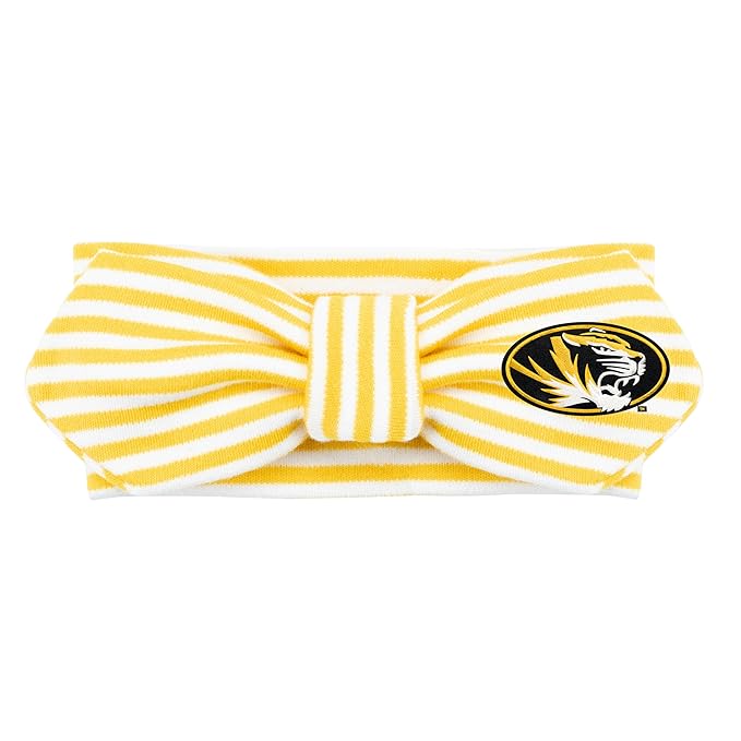 Creative Knitwear Missouri Tigers Infant Girls Gold/White Striped Hair Knot Headband Embroidered Logo - Size Newborn - 4T