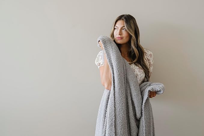 SARANONI Bamboni Luxury Throw Blanket | Oversized Super Soft Plush Home Decorative Comfy Blankets for Couch or Bed | Gray - X-Large 60” x 80”