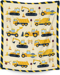 Construction Blanket for Kids - 30" x 40" Inches Cute Throw Blanket for Boys - Yellow Lightweight Furry Throw for Lap, Couch, Office