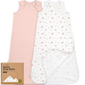 2-Pack Organic Baby Sleep Sacks, 100% Cotton - Soft & Breathable 0.5TOG Baby Wearable Blanket, Toddler Sleeping Sack 6-18 months, Easy to Wear Transitional Swaddles for Newborns (Butterflies, M)