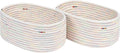 CubesLand Small Woven Baskets,Cute Baskets or Shelf Set 2,Cube Organizer Basket Bin,Soft Toys Storage Basket,Baby Nursery Basket Bin,Home Decor 12"D x 8"W x 5"H Rainbow Stitches