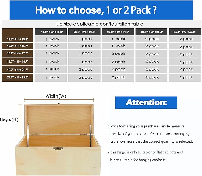 HBL' 1 Pack | Toys Box Hinges Soft Close Lid Support Chest Hinges for Wooden Toy Box, Cedar, Storage Trunk & Benches, Made of Zinc Alloy, Safety & Heavy Duty.