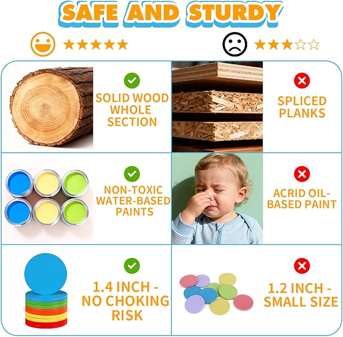 Wooden Montessori Toys for 1, 2,3 Year Old: 4 in 1 Fine Motor Skills Juguetes, Learning Color Matching Sorting Sensory - for Toddlers 15,18,24 Month