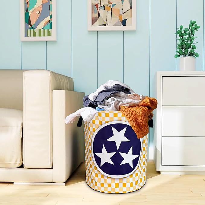 Tennessee State Flag Laundry Basket Oxford Cloth Laundry Hamper With Handle Foldable Portable Clothes Storage Basket 18.9 X 16.5 Inch Storage Bag For Laundry Room/Bathroom/Bedroom/Dormitories
