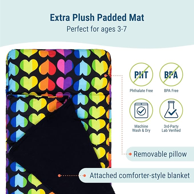 Wildkin Kids Original Nap Mat – Cozy Kids Sleep Mat with Pillow, ideal for School & Travel