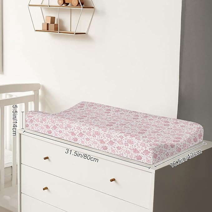 FIOBEE Changing Pad Cover Waterproof 2 Pack Quilted Diaper Change Table Sheets Breathable & Ultra Soft for Newborn Baby Boys Girls Fitted Changer Pads 32"x 16", Pink