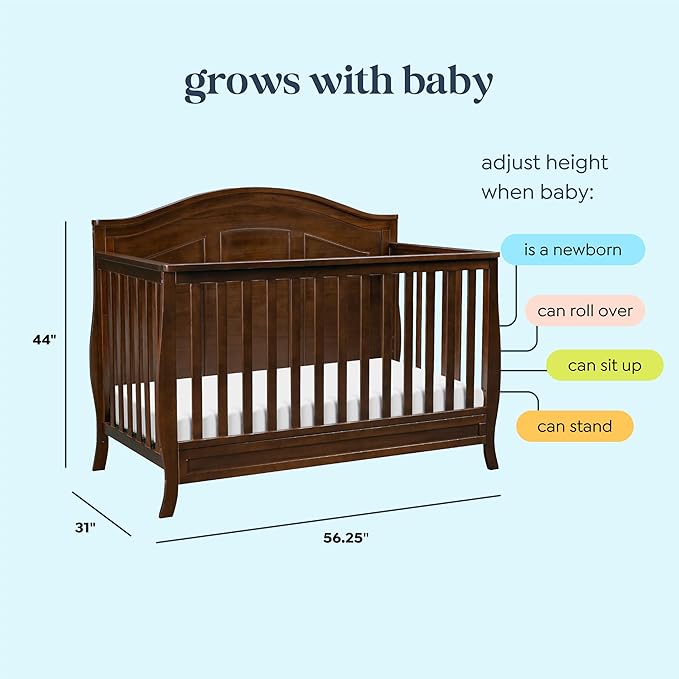 DaVinci Emmett 4-in-1 Convertible Crib in Espresso, Greenguard Gold Certified