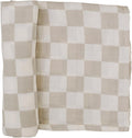 Mebie Baby Taupe Checkered Muslin Swaddle, Modern and Neutral Swaddle Blanket for Baby Girl or Boy, Soft Baby Blankets, Newborn Swaddle Blanket, 0-3 Month, Comfy Wrap, Baby Essentials & Gifts