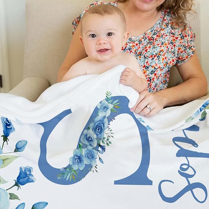 Ships Next Day, Personalized Baby Blankets, Custom Baby Blanket with Name for Girls,Gift for Chrismas Birthday Memorial Day, Customized Flannel Blanket for Kids Adults 60"X80"