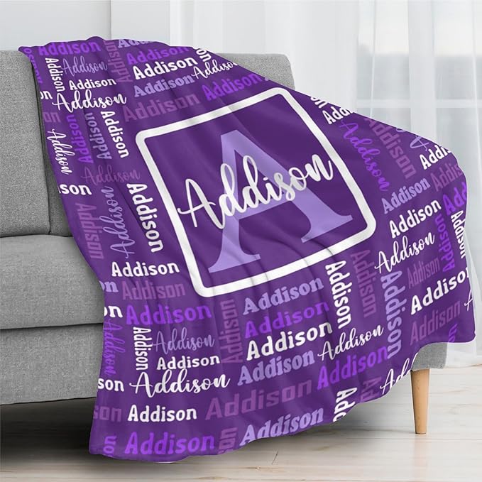 Dr.TOUGH Name Blanket Personalized Blanket for Adult Kids Flannel Customized Personalized Blankets and Throws
