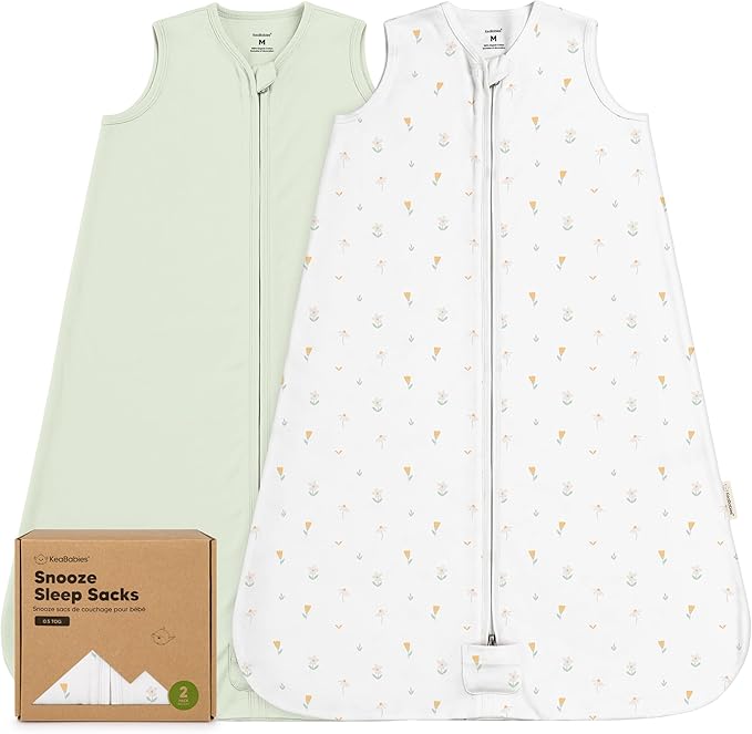 2-Pack Baby Sleep Sacks, Zipper Wearable Blanket - 0.5TOG Organic Cotton,Lightweight,Soft Cozy Toddler Sleeping Sack 6-12 months,Easy to Wear Large Newborn Transition Swaddles Sleepsacks (Wildflowers)