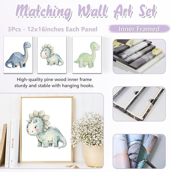 Personalized Baby Crib Bedding Set, 5 Pcs Custom Name Nursery Bedding Set for Girls Boys, Green Dinosaur Baby Crib Set for Toddlers Infants, Double Layer Bedding Crib Sets Customized Gifts