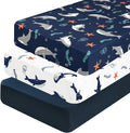 PHF 3 Pack Soft Shark Crib Sheets Fitted, Comfy Breathable Baby Sheets for Boys, 28x52 Inches Fits Standard Crib and Toddler Mattresses, Shark